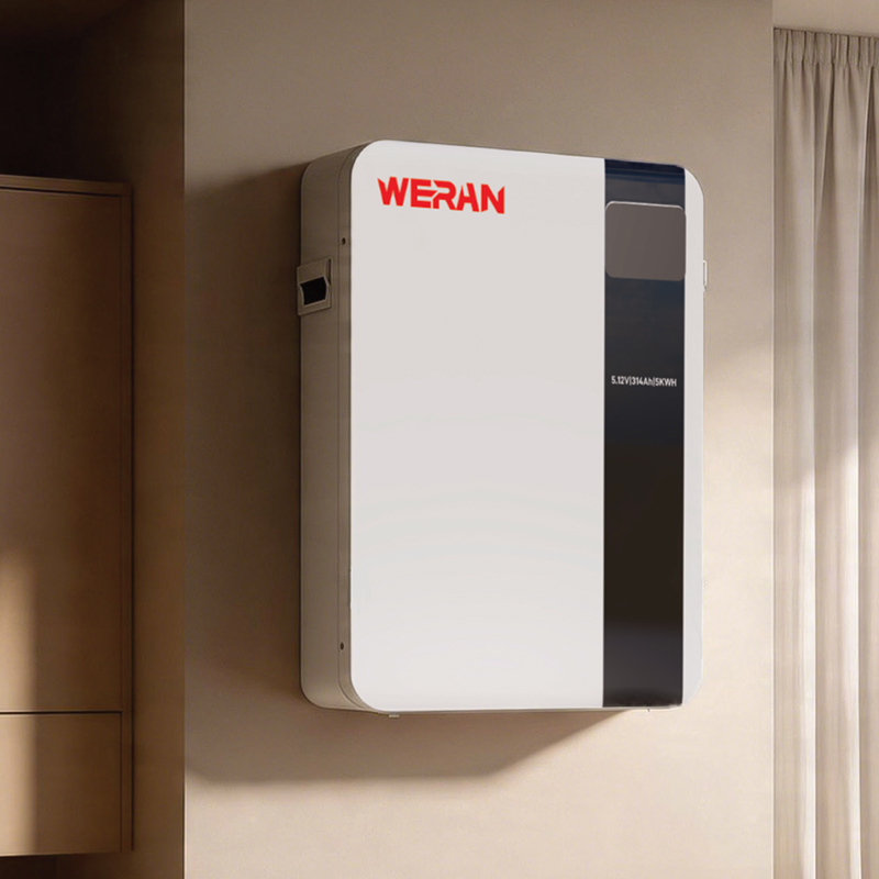 Bateria LiFePO4 montada na parede WERAN 51,2V 100Ah 5,12kWh para armazenamento residencial de energia solar